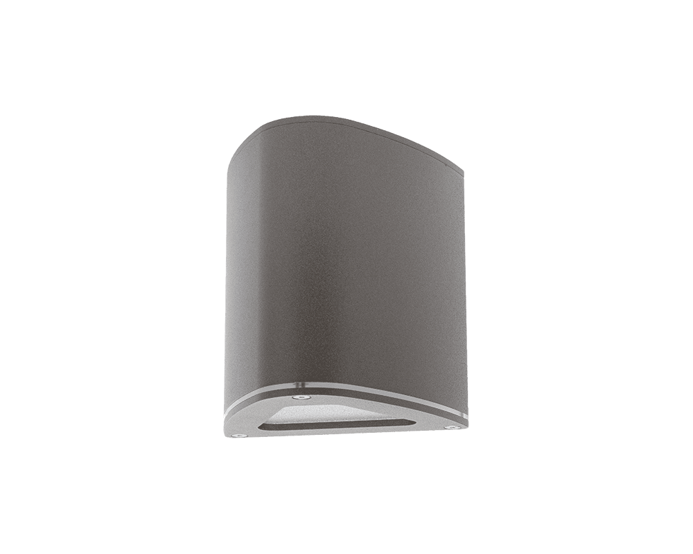 Trius I Grå udendørslampe Fra Westal - Klimaneutralt vægarmatur i ekstruderet aluminium med downlight.