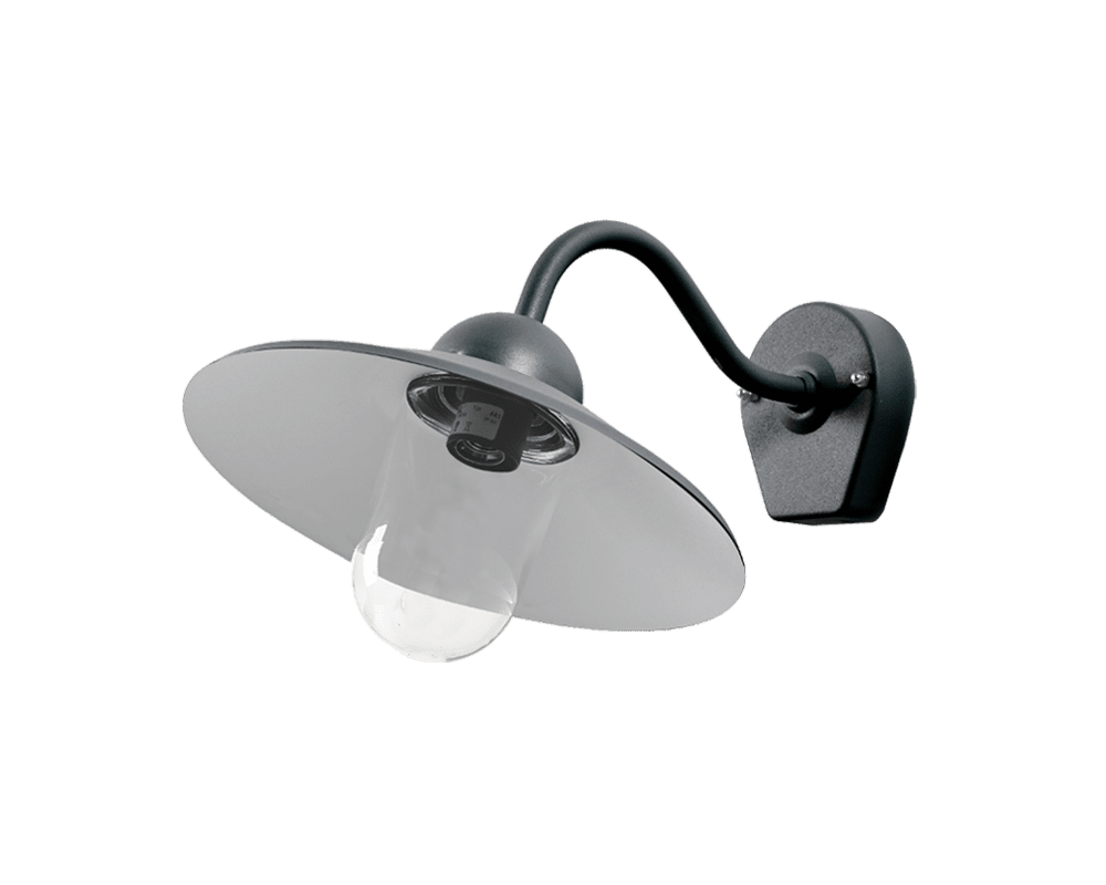 Stall Sort udendørslampe Fra Westal - Bagsiden har to&aring; ind- og udgange og klemrække til hurtig tilslutning.