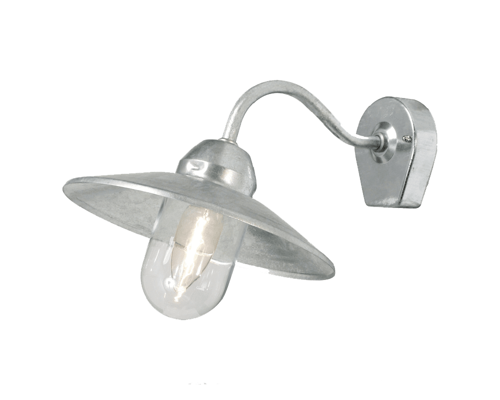 Stall Galvaniseret stål udendørslampe Fra Westal - Bagsiden har to&aring; ind- og udgange og klemr&aelig;kke til hurtig tilslutning.