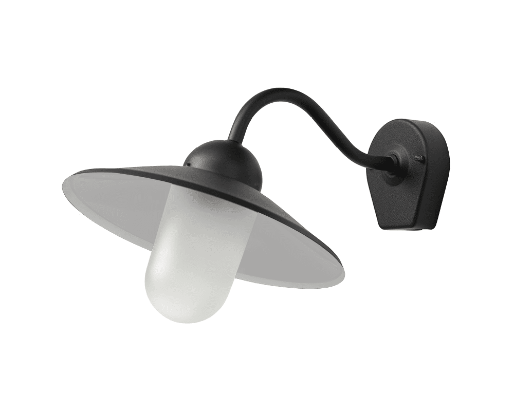Stall Sort udendørslampe Fra Westal - Bagsiden har to&aring; ind- og udgange og klemrække til hurtig tilslutning.