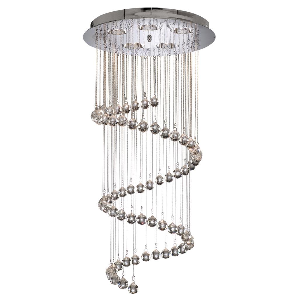 Hallway Ø40 Krom loftslampe Fra Searchlight - De funklende prismer reflekterer lyset smukt og giver et levende og luksuriøst lysspil i rummet, perfekt til dem, der ønsker at skabe et ægte blikfang.
