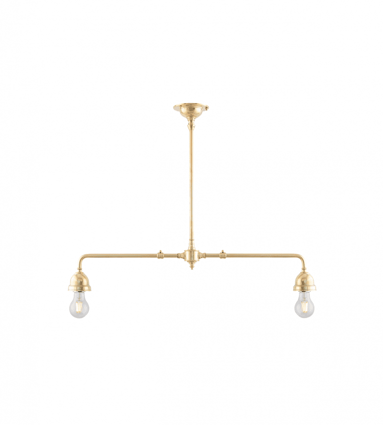 Tegnér Rod Pendant 2x60 Messing Fra Karlskrona lampfabrik - Hvis du vil h&aelig;nge den p&aring;; En loftkrog suppleres i stedet med et loftkrogbeslag [3726J110] og monteringsplade [3726J1/3722J9].