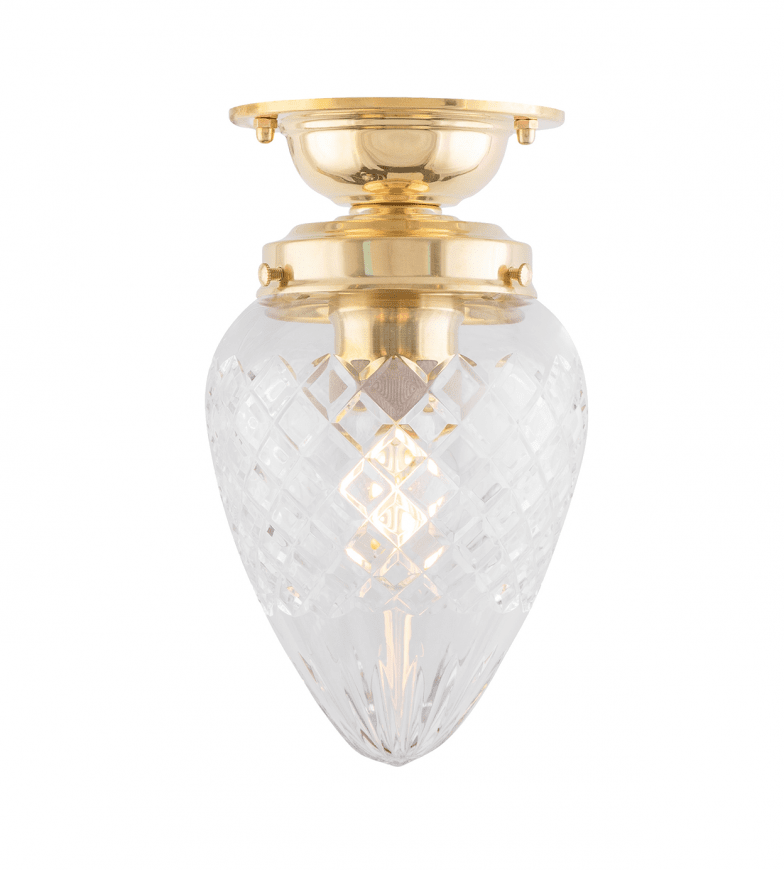 Lundkvist 80 Messing Fra Karlskrona lampfabrik - &Ouml;nskar man g&aring; in med kuloledning fr&aring;n sidan av armaturen kompletteras med en distansplatta.