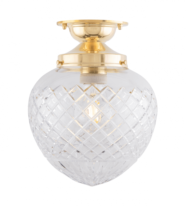 Lundkvist 100 IP24 Messing Fra Karlskrona lampfabrik - &Ouml;nskar man g&aring; in med kuloledning fr&aring;n sidan av armaturen kompletteras med en distansplatta.