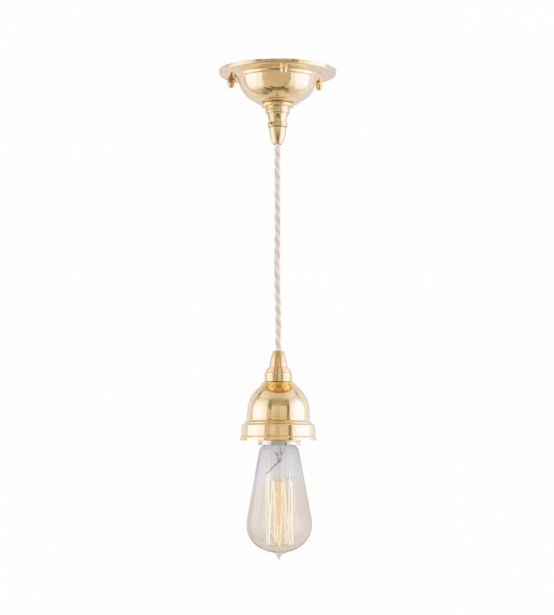 Byström 60 Messing Fra Karlskrona lampfabrik - Bystr&ouml;m &auml;r ett sladdupph&auml;ng med ett n&aring;got modernare formspr&aring;k, med inspiration fr&aring;n den tidiga modernismen p&aring; 1920- och 30-talet - dock fortfarande tillverkad helt i m&auml;ssing och f&ouml;rsedd med den klassiska tvinnade knoppledningen.