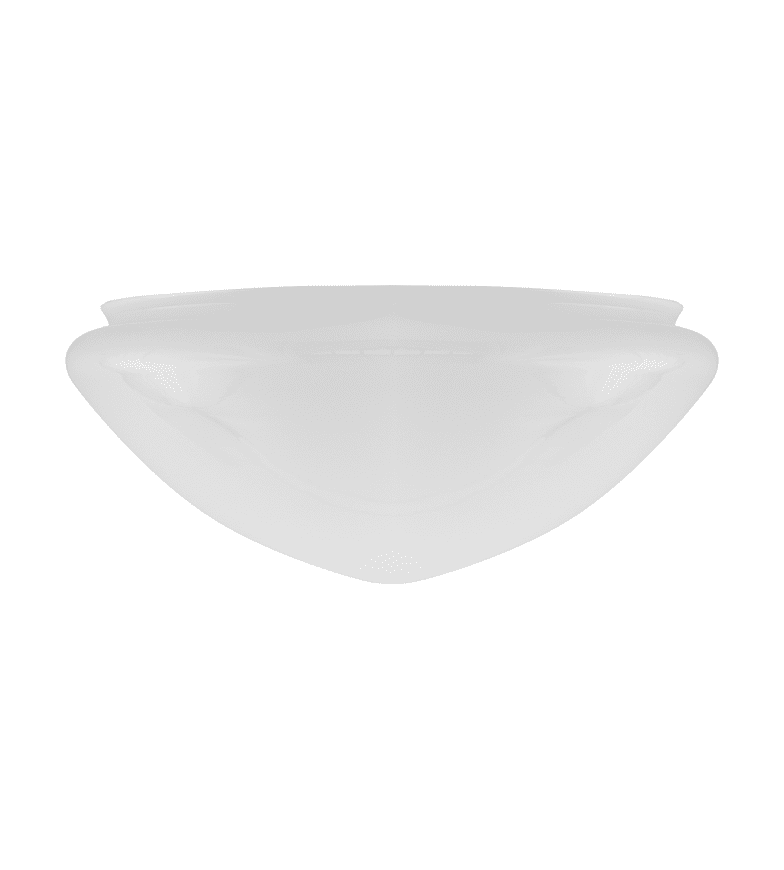 Pendant Glass Shade 300 Hvid Fra Karlskrona lampfabrik - Lukkede hvide kupler blev almindelige først i 1920'erne - før det var det slebet eller matteret klart glas, der ikke skulle dæmpe glødelampens lys i samme grad.