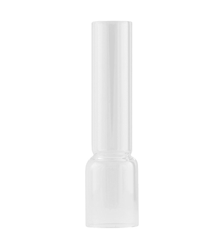 Lamp Chimney 6''' - short Gennemsigtig Fra Karlskrona lampfabrik - Runde br&aelig;ndere er lavet af varmebestandigt borosilikatglas.