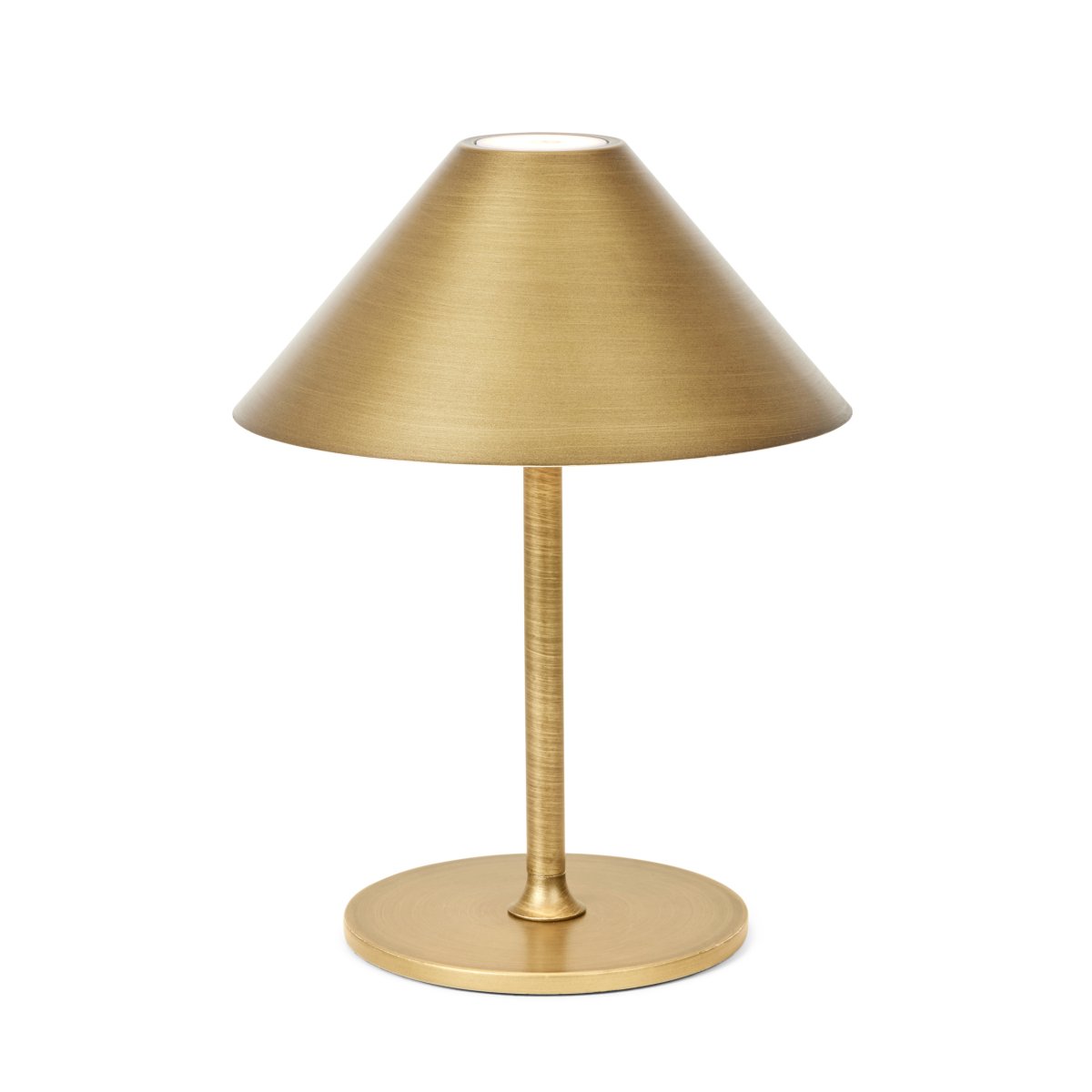 Hygge 25cm Antik messing bærbar Fra Halo Design - Lampen drives af batteri og lyser op til 7 timer efter fuld opladning i 4&ndash;5 timer; USB-kabel til opladning medf&oslash;lger.