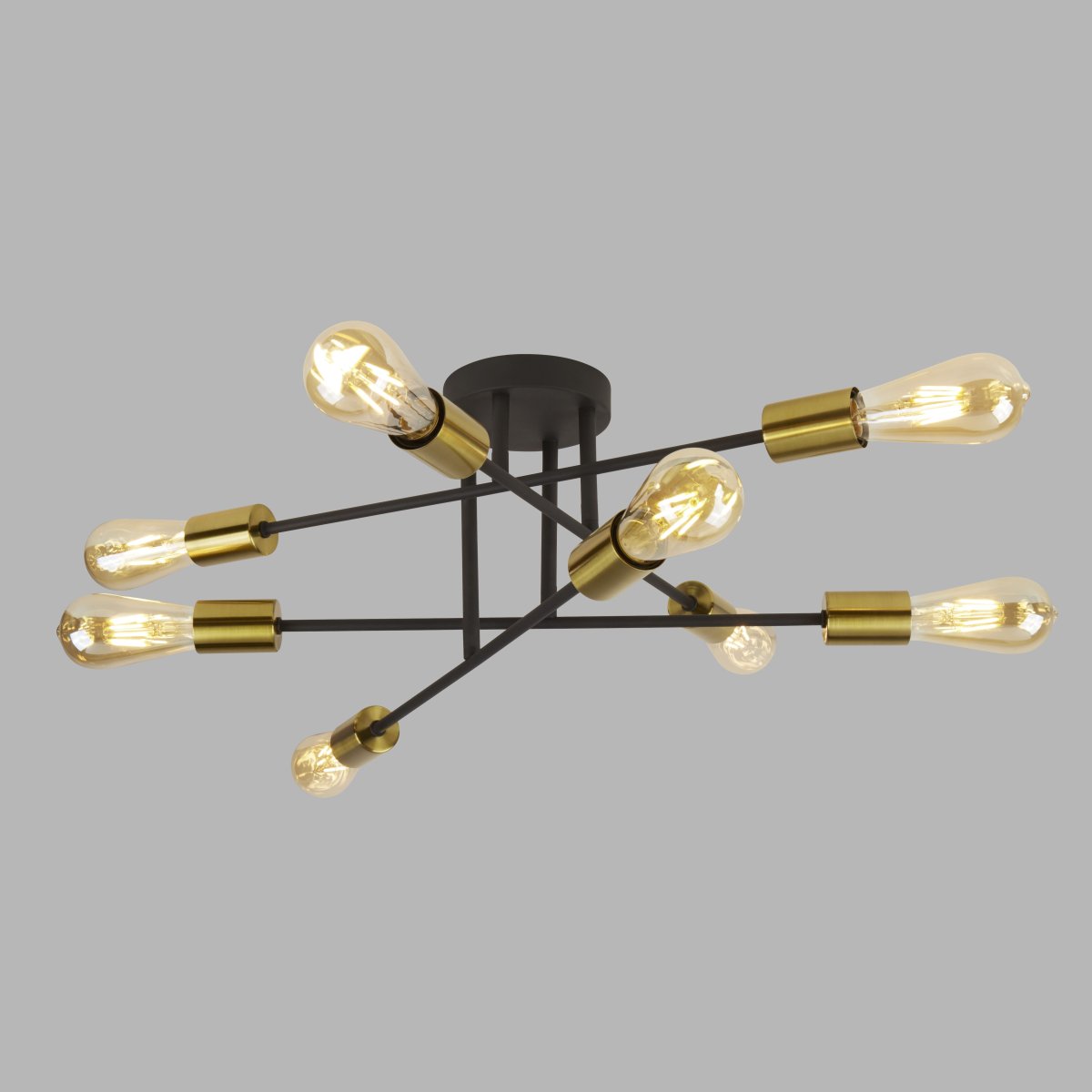 Armstrong Ø64 Sand sort plafond Fra Searchlight - Armstrong loftslampe med otte lyspunkter kombinerer moderne og industrielt design, der passer til b&aring;de moderne og traditionelle hjem.
