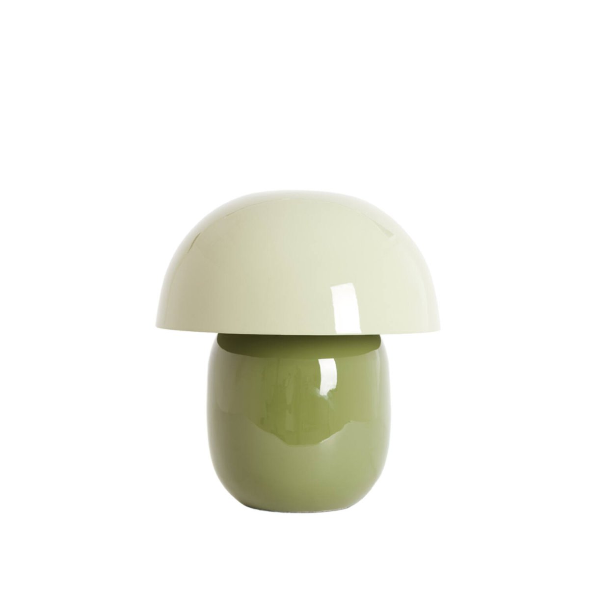 Mimosa 34cm Grøn bordlampe Fra Light & Living - Den har en varm farvekombination med en lysegr&oslash;n sk&aelig;rm og en olivengr&oslash;n base, der skaber et bl&oslash;dt og harmonisk udtryk.