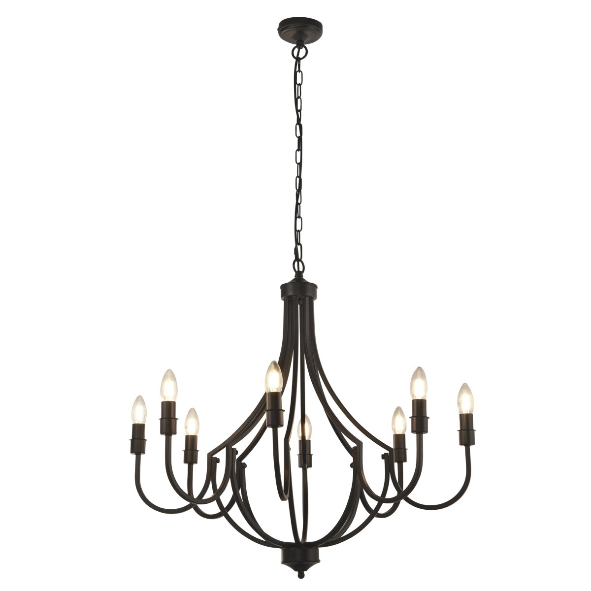Lodge Ø75 Sort loftslampe Fra Searchlight - Lodge er en stilfuld pendellampe med en elegant silhuet og et åbent design, der giver dine valgte lyskilder hovedrollen.