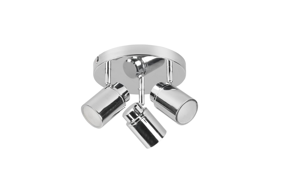 Angelo Ø20 Chrom badeværelseslampe Fra Trio Lighting - Denne klassiske spotlight giver retningsbestemt belysning og har trinløst justerbare skærme, perfekt til at fremhæve detaljer i både stuer og badeværelser.