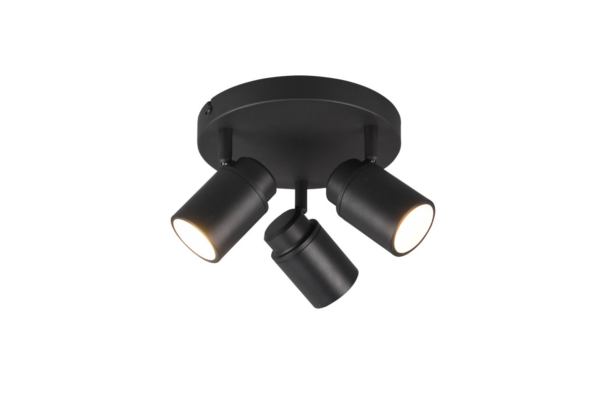 Angelo Ø20 Sort badeværelseslampe Fra Trio Lighting - Denne klassiske spotlight med trinløst justerbare skærme og IP44-beskyttelse er alsidig og passer både i vaskerummet og badeværelset.