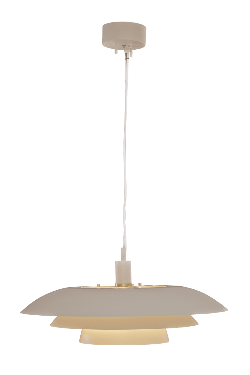 Epsilon Ø56 Beige loftslampe Fra Aneta Lighting - Epsilon leveres med dobbelt s&aelig;t dekorative ringe og knapper, v&aelig;lg mellem krom og mat messing afh&aelig;ngigt af hvad der passer bedst til dit hjem.