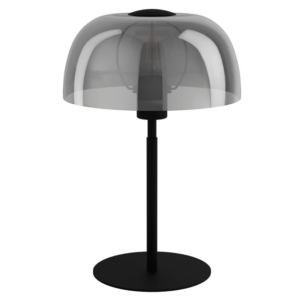 Solo 40cm Sort bordlampe Fra Eglo - Den gennemsigtige sk&aelig;rm g&oslash;r, at lyskilden kan ses og skaber en stemningsfuld belysning, der passer perfekt ind i b&aring;de stuer og sovev&aelig;relser.