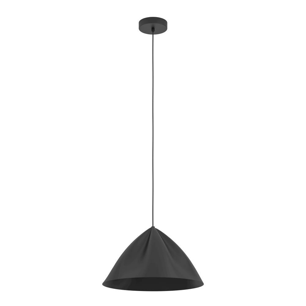 Podere Ø43 Sort loftslampe Fra Eglo - Den kegleformede skærm spreder lyset videre; en behagelig smag, som gør den ideel til at skabe en varm og indbydende atmosfære omkring spisebordet eller i stuen.