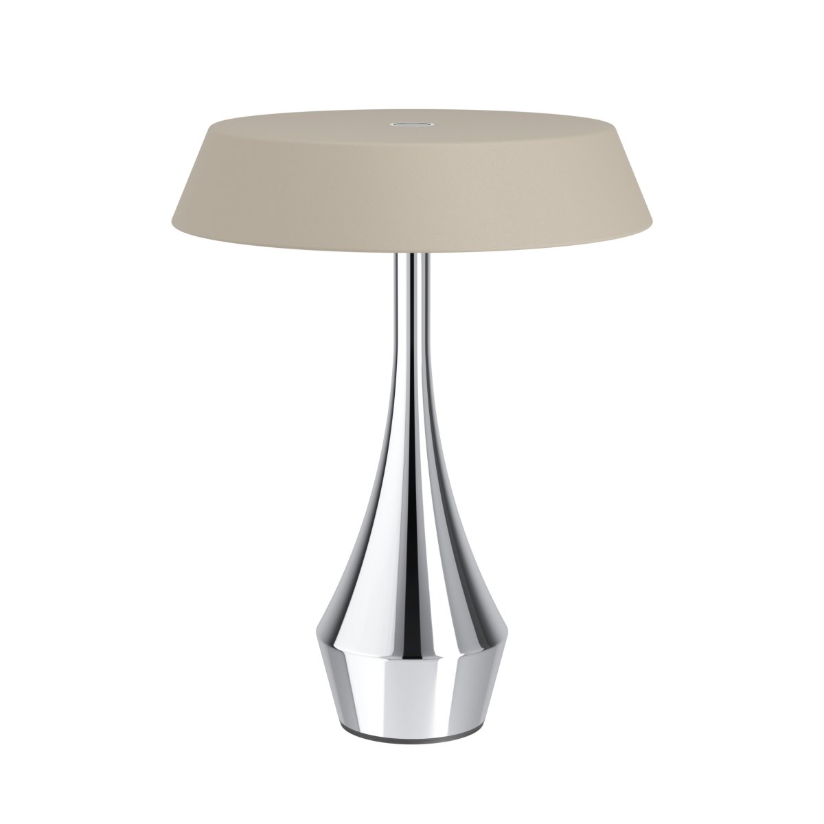 Turcio 20cm Krom bærbar Fra Eglo - Turcio er en bærbar metallampe med en skinnende krombase og en sandfarvet, struktureret skærm.