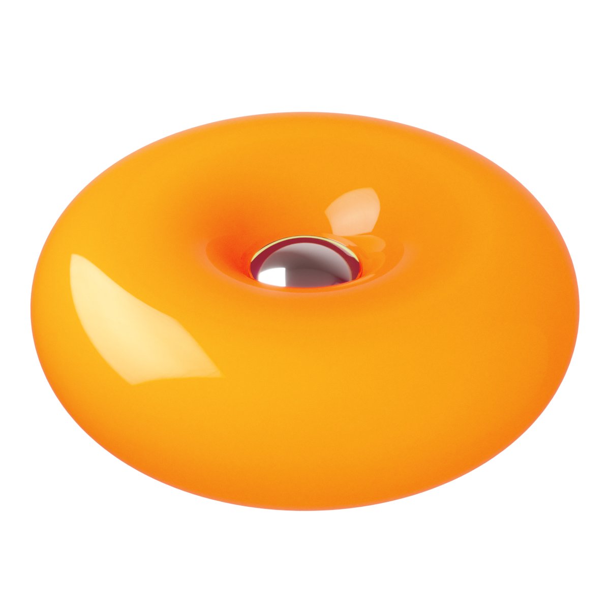 Basile 10cm Orange bordlampe Fra Eglo - Basile er en dekorativ lampe i orange glas med s&oslash;lvdetaljer og en rund, bl&oslash;d form.