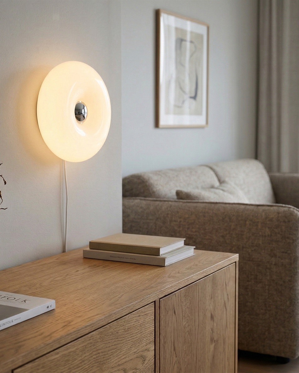 Basile 10cm Hvid bordlampe Fra Eglo - Basile er en dekorativ lampe i hvidt glas med s&oslash;lvdetaljer og en rund, bl&oslash;d form.