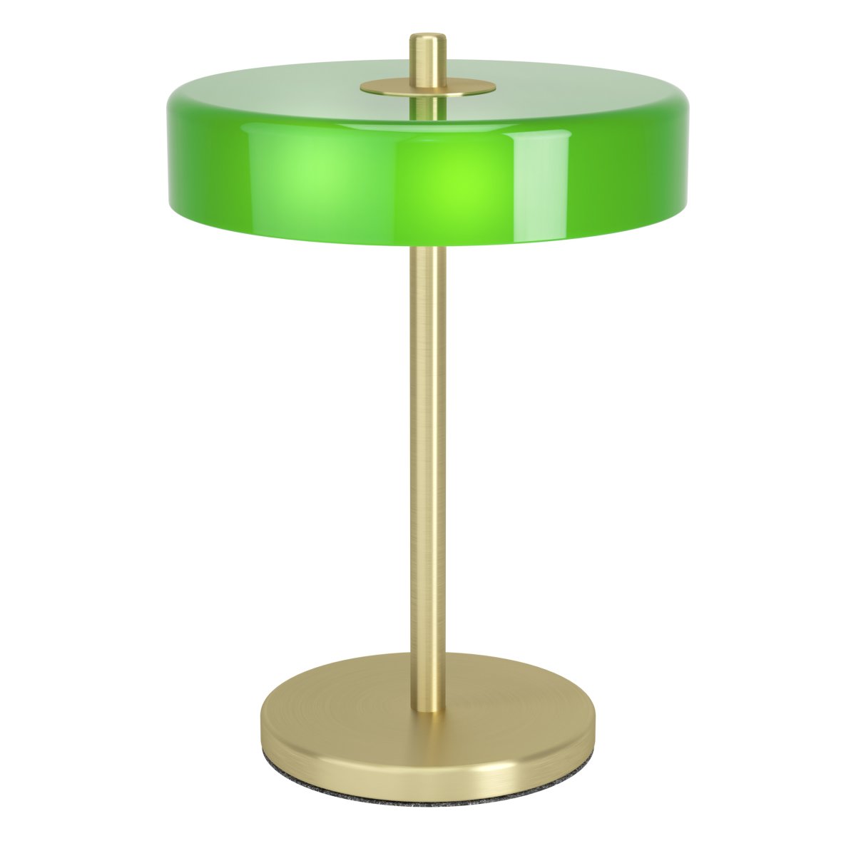 Salve 33cm Messing bordlampe Fra Eglo - Salve bordlampen har en metalbase med messingfinish og en rund grøn glasskærm, der giver lampen et blødt og behageligt udtryk.