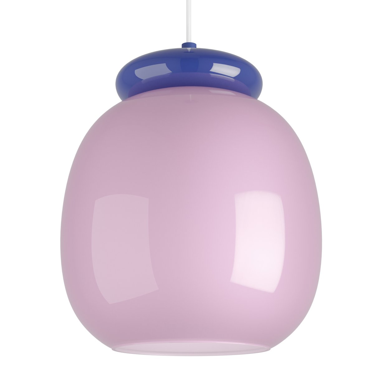 Berardelli Ø23 Lyserød loftslampe Fra Eglo - Den bl&aring; sk&aelig;rm og detaljen over glassk&aelig;rmen giver lampen et legende udtryk og er et flot farvestrejf i rummet.