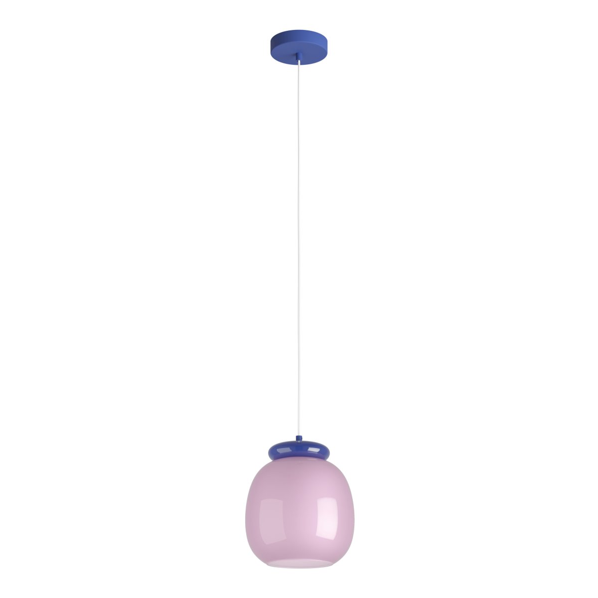 Berardelli Ø23 Lyserød loftslampe Fra Eglo - Den bl&aring; sk&aelig;rm og detaljen over glassk&aelig;rmen giver lampen et legende udtryk og er et flot farvestrejf i rummet.
