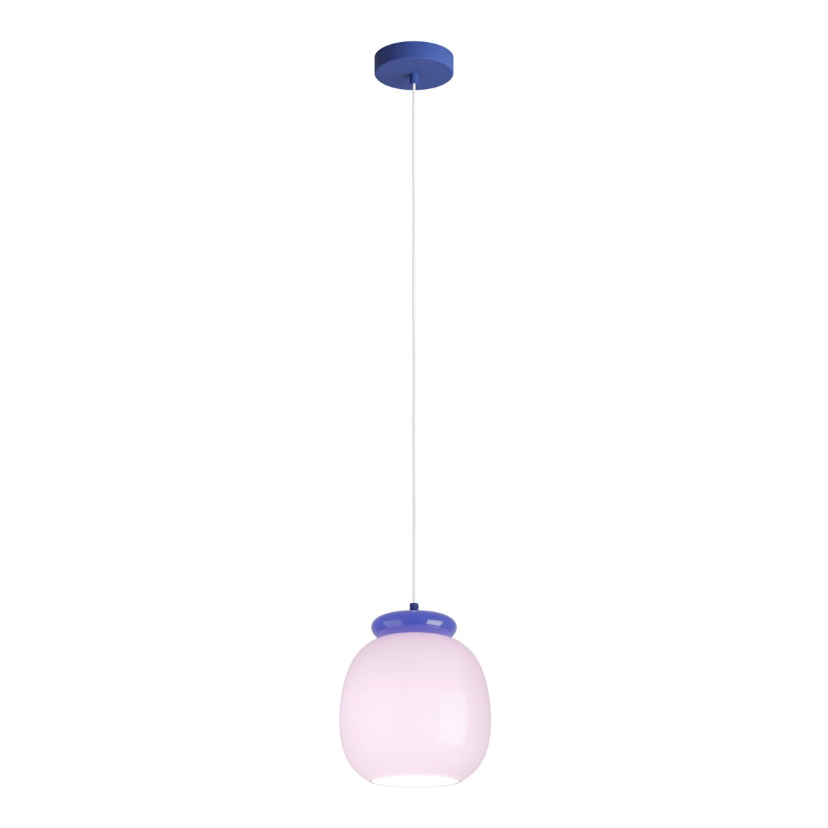 Berardelli Ø23 Lyserød loftslampe Fra Eglo - Den bl&aring; sk&aelig;rm og detaljen over glassk&aelig;rmen giver lampen et legende udtryk og er et flot farvestrejf i rummet.