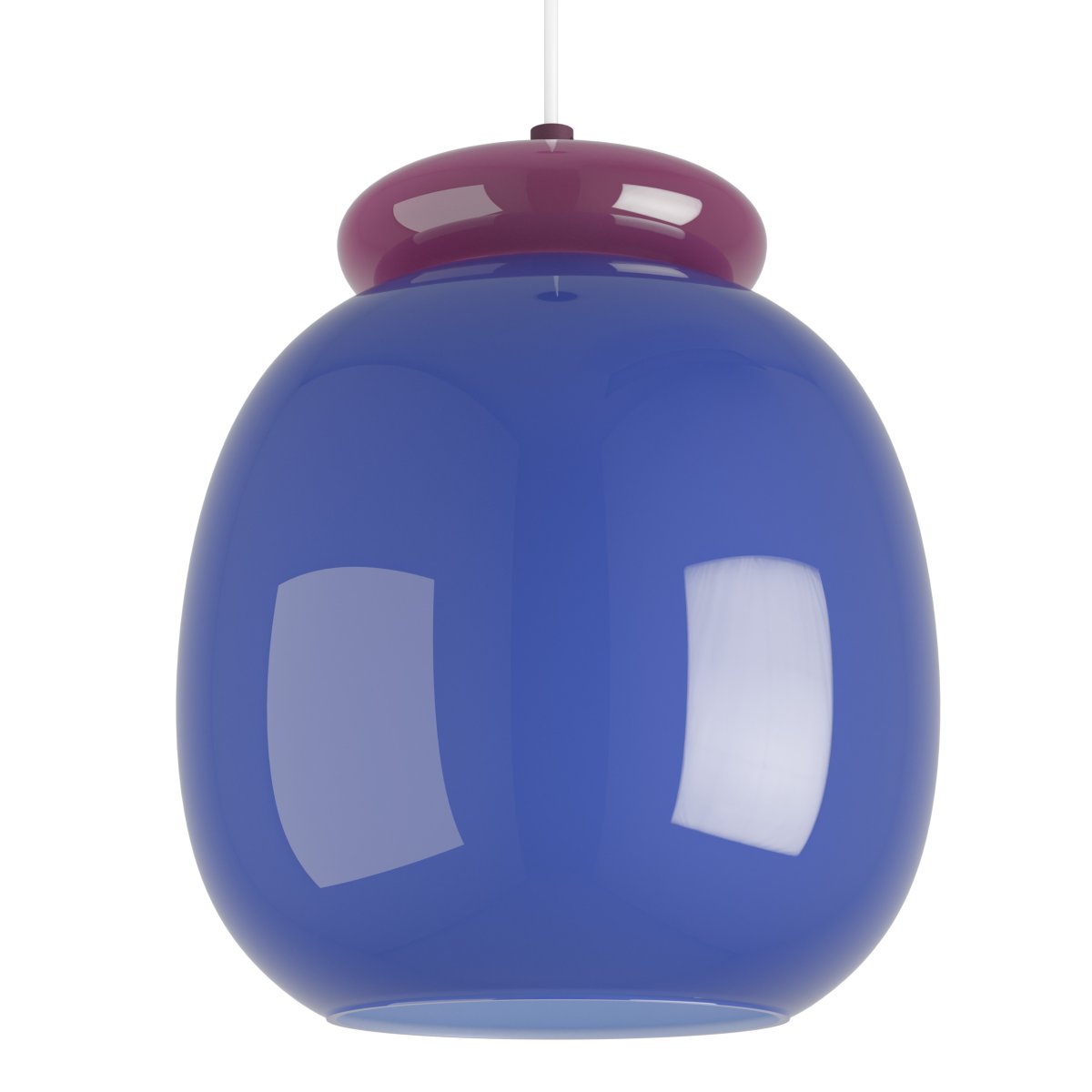 Berardelli Ø23 Blå loftslampe Fra Eglo - Den lilla sk&aelig;rm og detaljen over glassk&aelig;rmen giver lampen et legende udtryk og er et flot farvestrejf i rummet.
