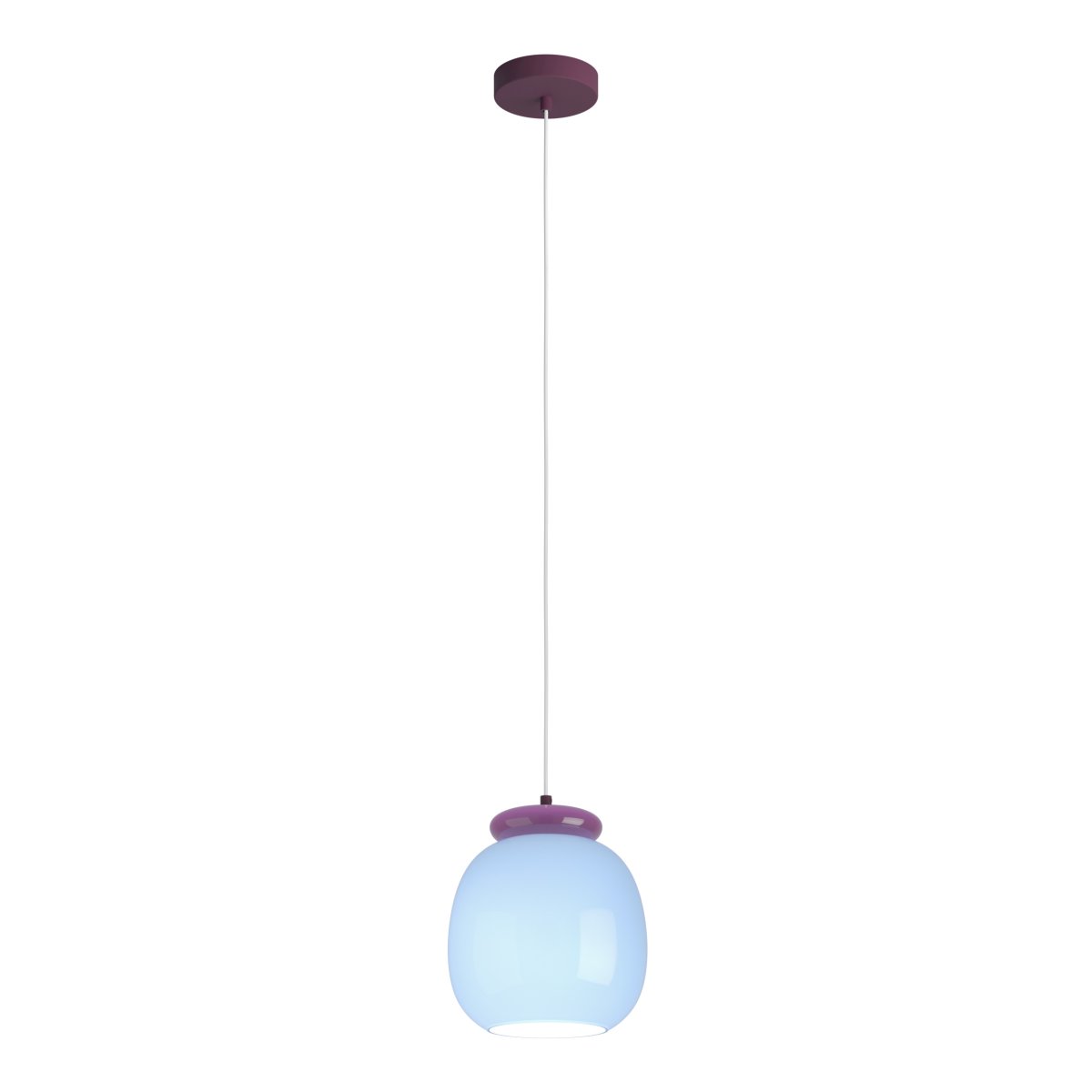 Berardelli Ø23 Blå loftslampe Fra Eglo - Den lilla sk&aelig;rm og detaljen over glassk&aelig;rmen giver lampen et legende udtryk og er et flot farvestrejf i rummet.