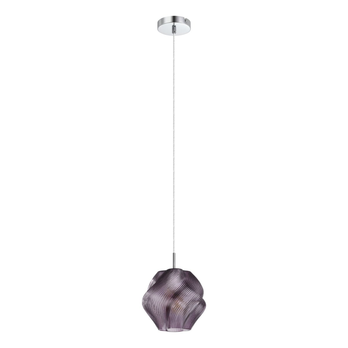 Vicenne Ø22 Lilla loftslampe Fra Eglo - Vicenne er en dekorativ loftspendel i lilla glas med forkromede detaljer.