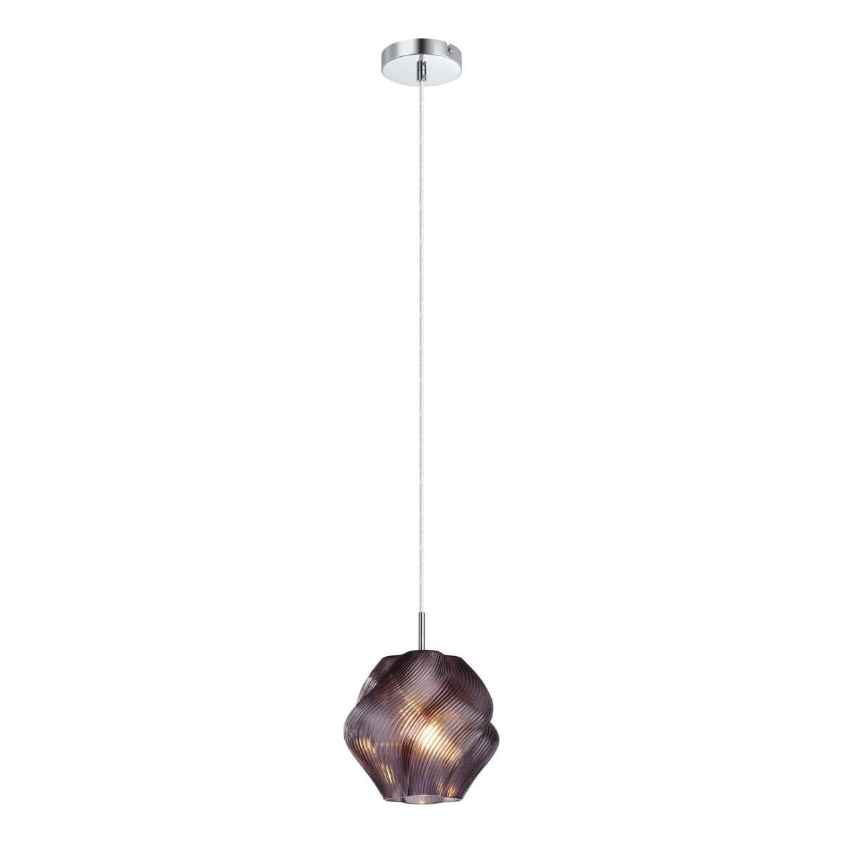Vicenne Ø22 Lilla loftslampe Fra Eglo - Vicenne er en dekorativ loftspendel i lilla glas med forkromede detaljer.