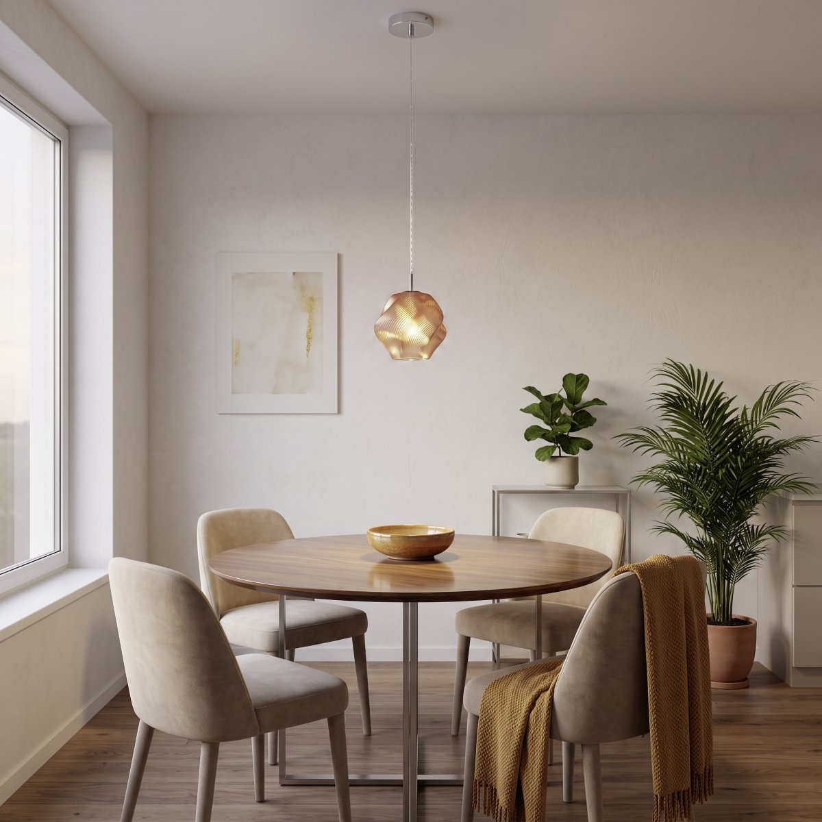 Vicenne Ø22 Orange loftslampe Fra Eglo - Vicenne er en dekorativ loftspendel i orange glas med forkromede detaljer.