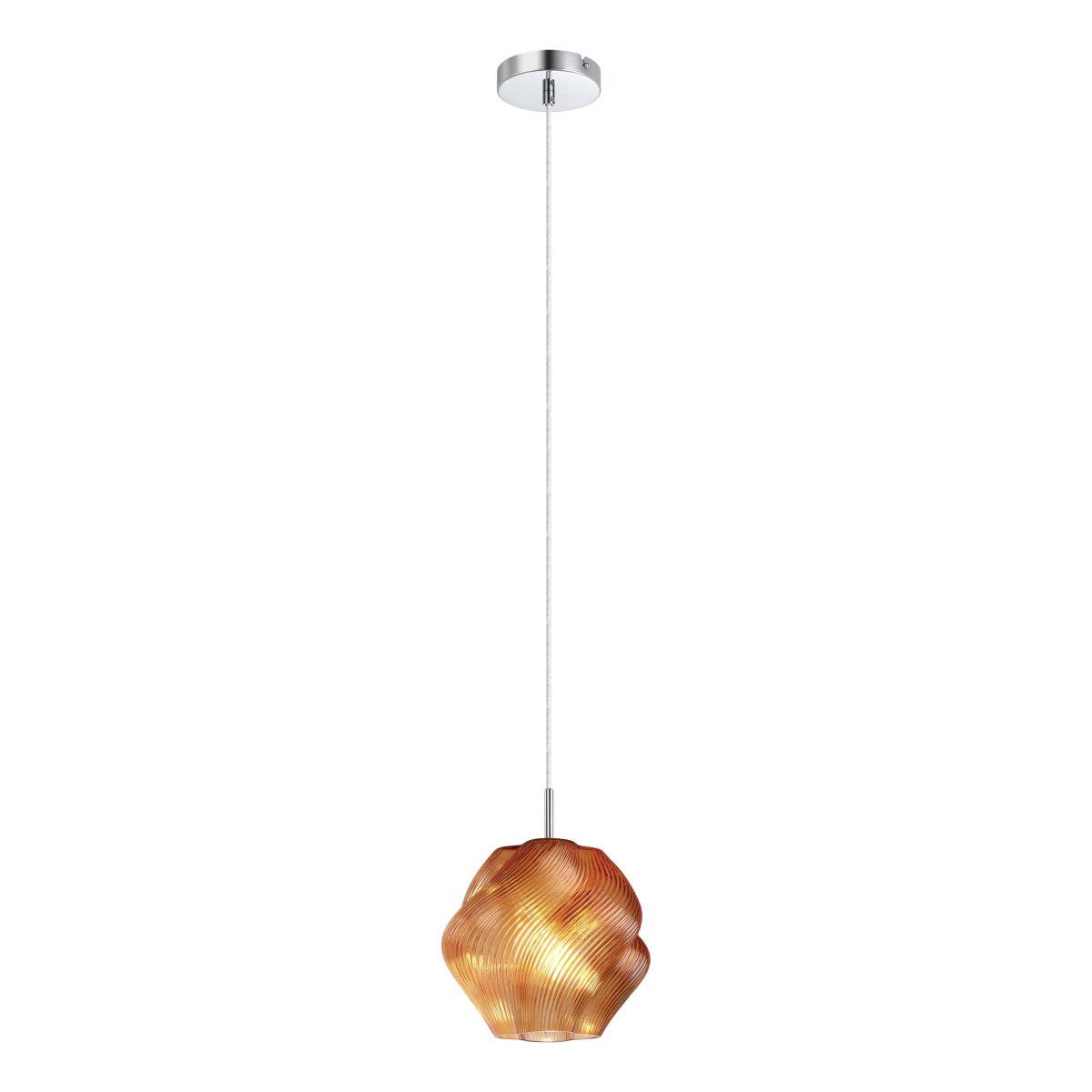 Vicenne Ø22 Orange loftslampe Fra Eglo - Vicenne er en dekorativ loftspendel i orange glas med forkromede detaljer.