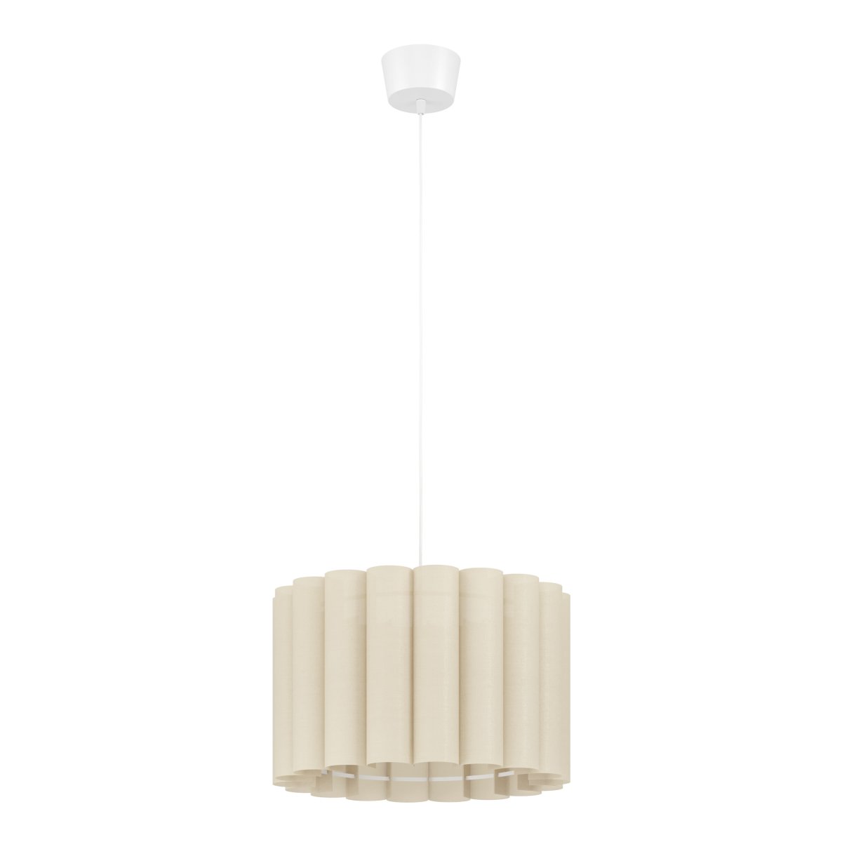 Collegrilli Ø45 Beige loftslampe Fra Eglo - Collegrilli er en dekorativ loftspendel med en beige tekstilsk&aelig;rm, der efterligner den naturlige struktur af h&oslash;r.
