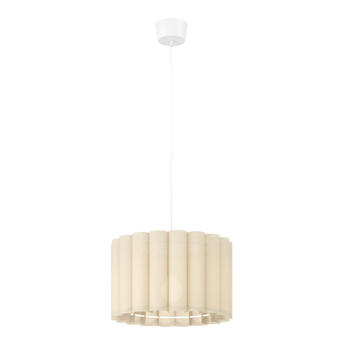 Collegrilli Ø45 Beige loftslampe Fra Eglo - Collegrilli er en dekorativ loftspendel med en beige tekstilsk&aelig;rm, der efterligner den naturlige struktur af h&oslash;r.