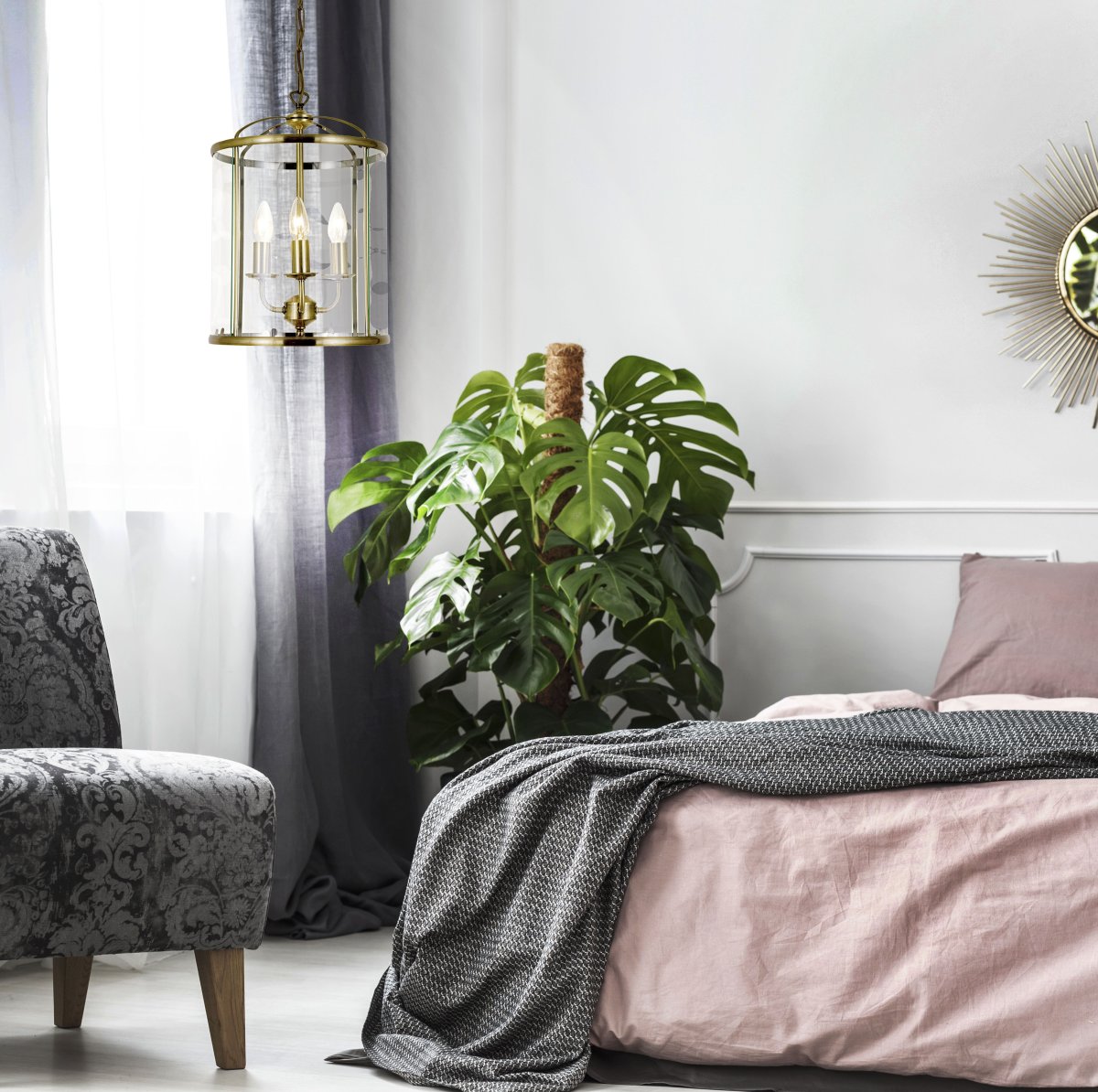 Budgie Ø28 Antik loftslampe Fra Aneta Lighting - Budgie loftslampe i antikt farvet metal og klart let buet glas.