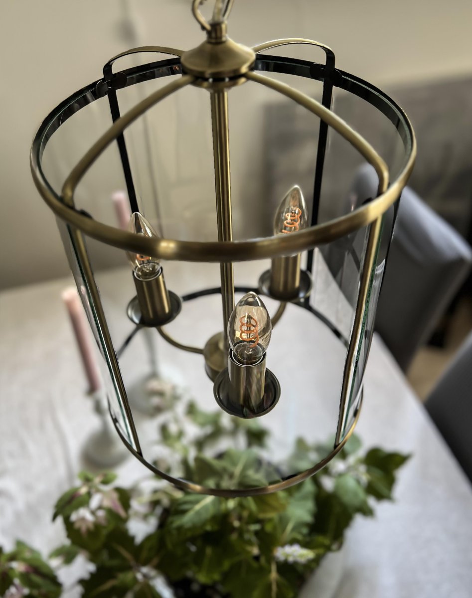 Budgie Ø28 Antik loftslampe Fra Aneta Lighting - Budgie loftslampe i antikt farvet metal og klart let buet glas.