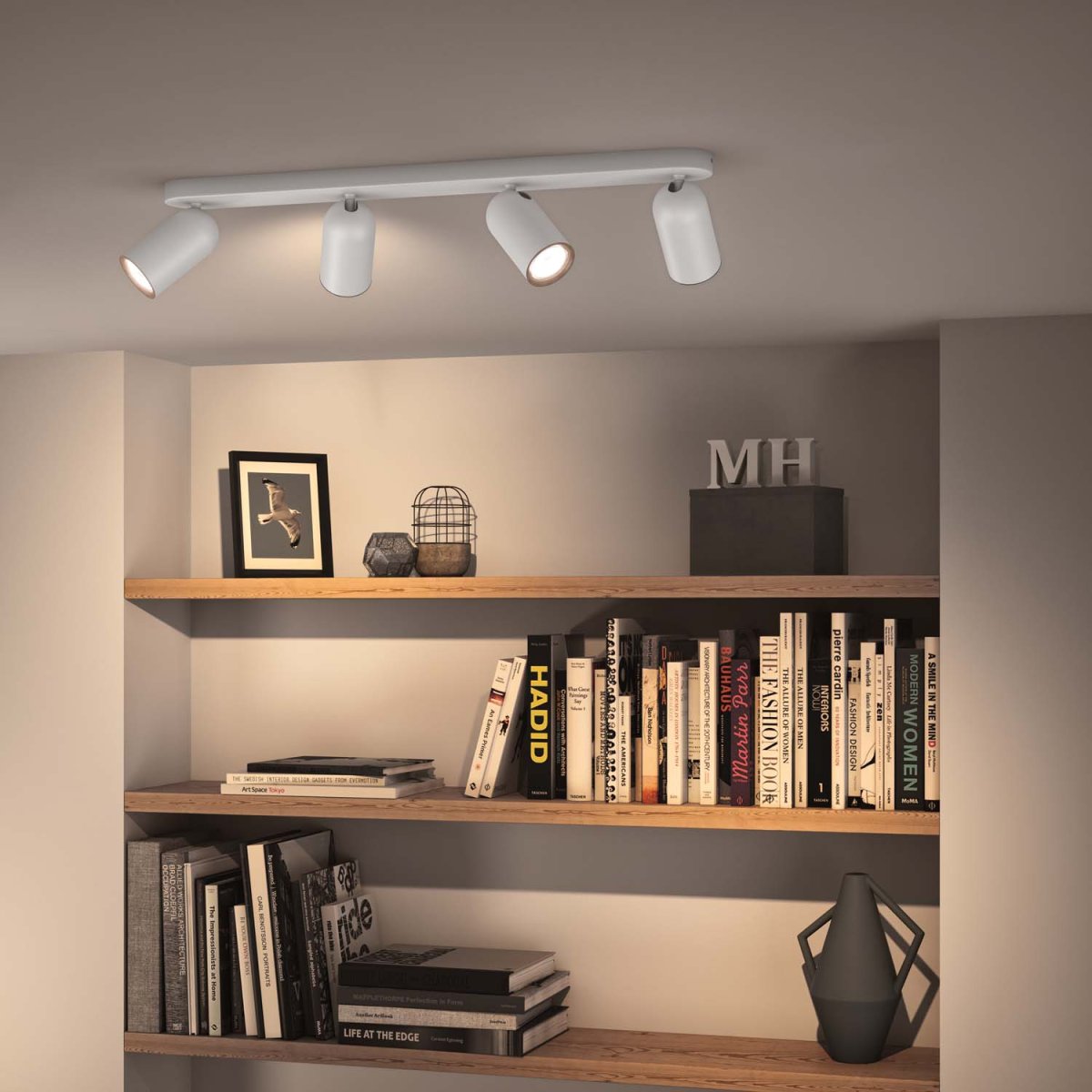 Pongee 4 Hvid spotlight Fra Philips - Den er en del af myLiving Contemporary-serien, hvor elegante former møder lys af høj kvalitet, der er tilpasset nutidens hjem.