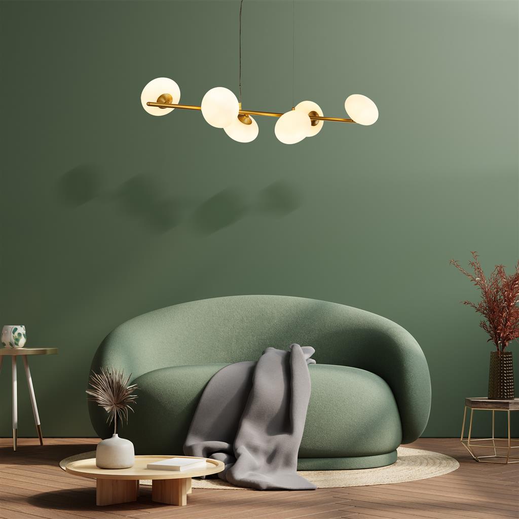Pebble 100cm Guld loftslampe Fra Searchlight - Pebble er en stilfuld og sofistikeret loftlampe, der passer lige godt ind i moderne hjem som i mere klassiske milj&oslash;er.