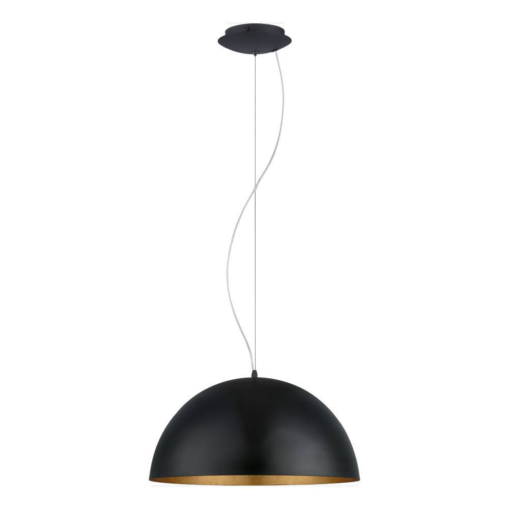 Gaetano Ø53 Sort loftslampe Fra Eglo - Denne pendel har en halvkugleformet skærm i en mat sort overflade, som giver et moderne og minimalistisk look.