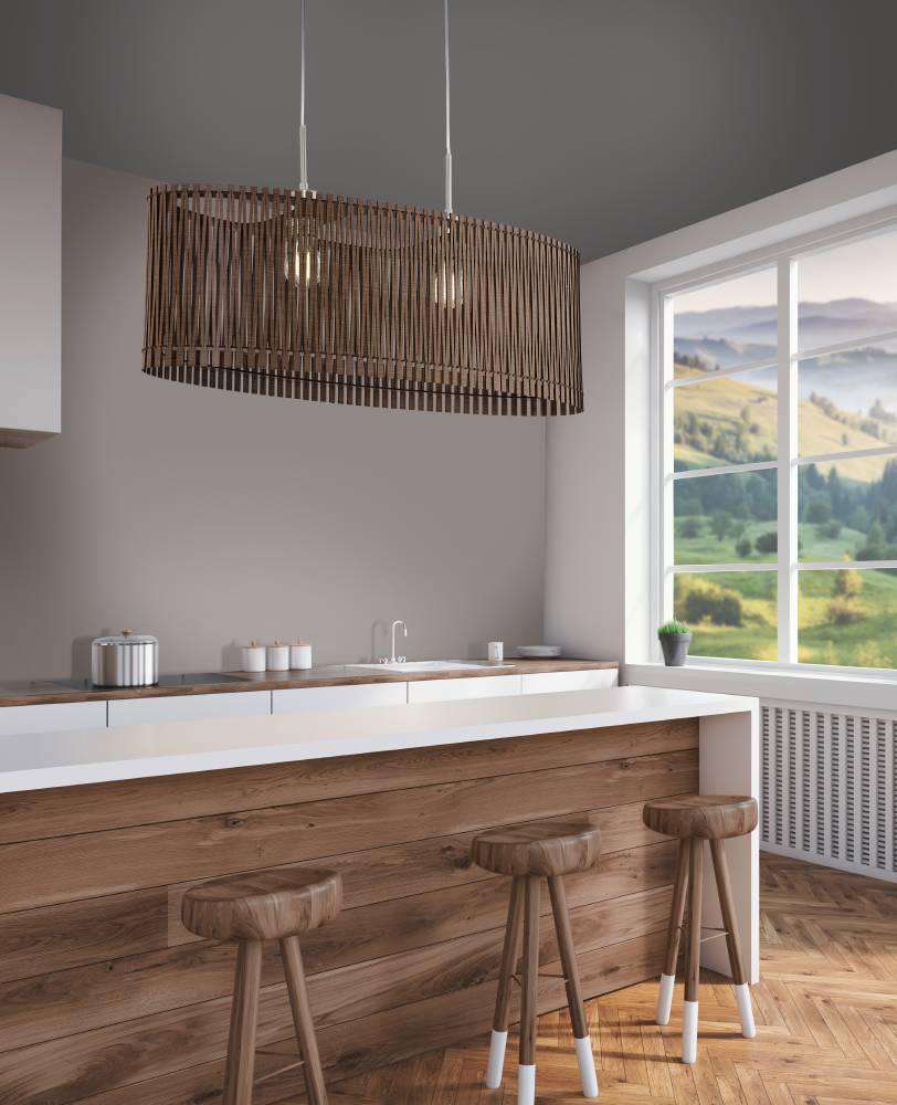 Sendero 77cm Mørkt træ loftslampe Fra Eglo - Den smukke ovale lampeskærm i brune trælameller giver et blødt og behageligt lysbillede, samtidig med at det tilfører rummet en varm og indbydende følelse.