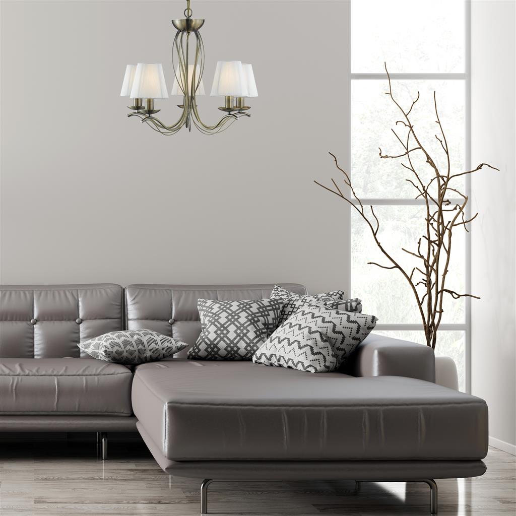 Andretti Ø50 Antik messing loftslampe Fra Searchlight - Andretti metallysekronen i antik messing giver et tidløst og elegant indtryk i stuen, spisestuen eller gangen.