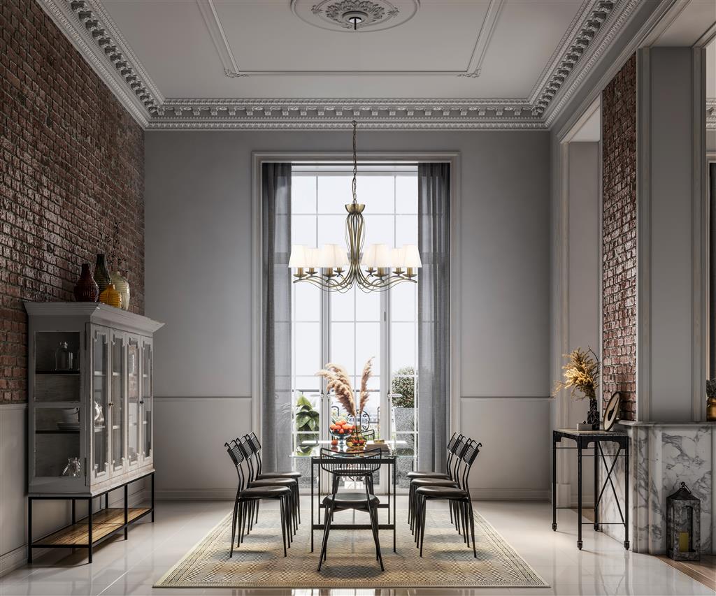 Andretti Ø76 Antik messing loftslampe Fra Searchlight - Andretti metallysekronen i antik messing giver et tidløst og elegant indtryk i stuen, spisestuen eller gangen.