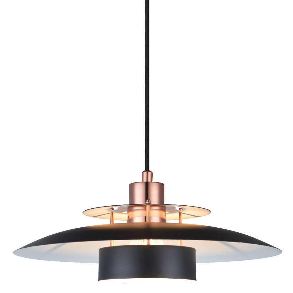 Sørup Ø40 Kobber loftslampe Fra Halo Design - Med sine sorte og kobberdetaljer skaber den en sofistikeret atmosfære i både moderne og klassiske hjem.