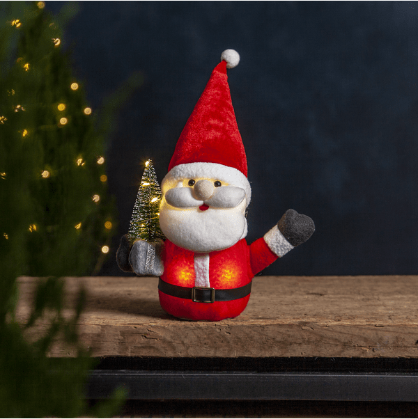 Joylight Julemand RØD Fra Star Trading - Hyggelig julemand med pakke og juletr&aelig;.