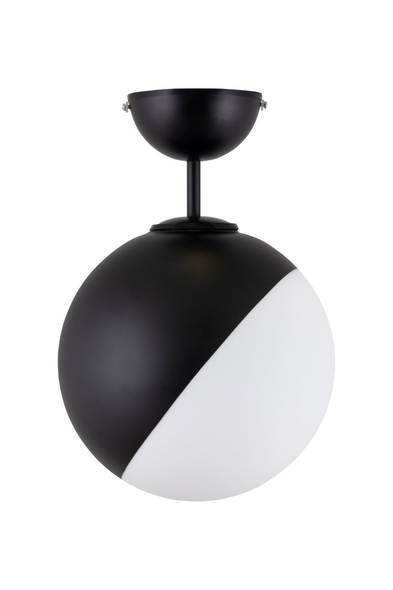 Contur Ø25 Sort badeværelseslampe Fra Globen Lighting - Lampen er lavet af mat hvidt glas hvor halvdelen af glasset er laseret i mat sort.