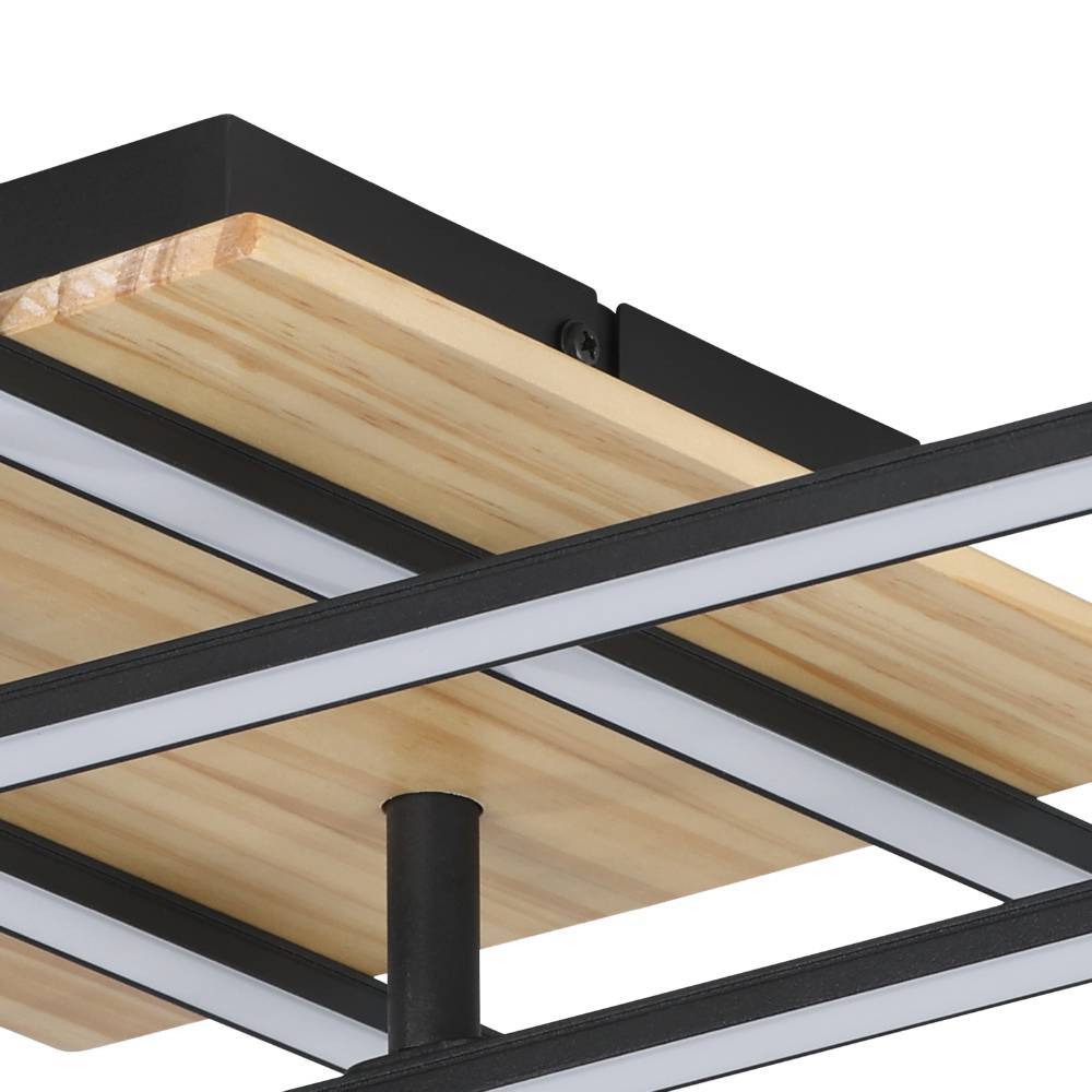 Marinello 50cm Sort plafond Fra Eglo - Den slanke form og de indbyggede LED-lys gør, at den passer perfekt i stuer og entre, hvor den tilføjer et moderne element samtidig med, at den spreder et klart og behageligt lys.