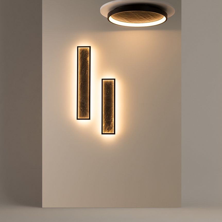 Orign Ø60 Sort plafond Fra Maytoni - Orign er en loftslampe i metal med en elegant stenimitation i midten, der giver et naturligt og eksklusivt indtryk.