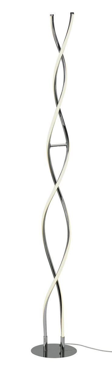 Vindla Chrom gulvlampe Fra Cottex - Vindla gulvlampe i metal og silikone er en moderne og elegant lampe med et unikt, snoet design, der giver et kunstnerisk udtryk.