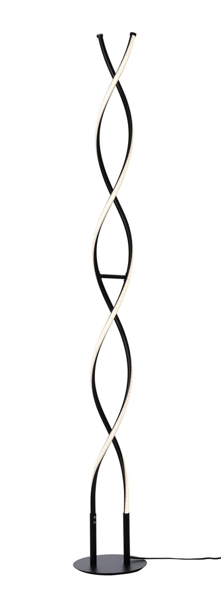 Vindla Sort gulvlampe Fra Cottex - Vindla gulvlampe i metal og silikone er en moderne og elegant lampe med et unikt, snoet design, der giver et kunstnerisk udtryk.